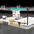 Modern Exhibition Booth for Gongxiang Pangu Technology with Circular Design Display Screens and Reception Desk