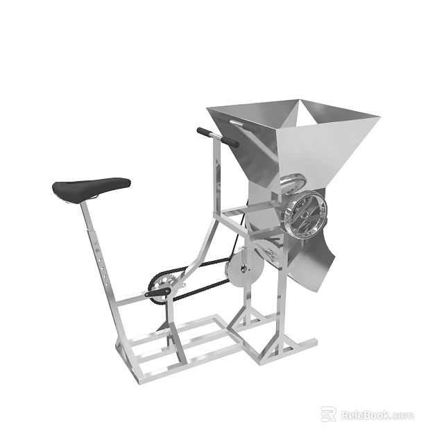Foot Operated Stainless Steel Grinding Machine With Hopper And Gear Mechanism 3d model 