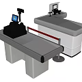 Modern Stainless Steel Reception Desk With POS Terminal Scanner And Countertop