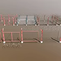 Multiple Colorful Metal Fence Structures With Mesh Design And Spiked Tops