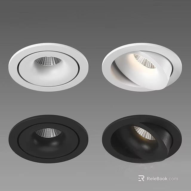 Modern Downlights And Spotlights With White Black Finish Fixed Adjustable Angle Design 3d model 