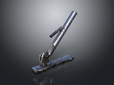 Military Field Mortar With Metal Barrel Base Plate And Firing Mechanism 3d model