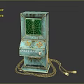 Vintage Green Space Ball Arcade Machine With Screen Buttons And Cables