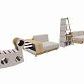 Modern Sofa Set With Wooden Frame Modular Design Gray Cushions And Bookshelf
