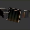 Minecraft Style Pixel Train Character In Suit Standing On Gray Background