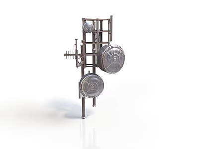 Industrial Equipment Structure With Metal Frame Circular Tanks Pipes And Brackets 3d model