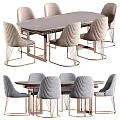 Elegant Modern Dining Table Set With Gray Upholstered Chairs And Metal Legs
