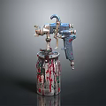 Professional Spray Gun With Paint Can Featuring Colorful Paint Splatters For Painting Projects