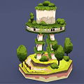 Ivy Covered Multi Story Tower With Windows And Greenery Surrounded by Trees and Grass
