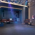 Modern Luxury Home Theater Interior With Starry Sky Ceiling Sofa Projector Dark Walls and Lighting