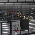 Public Facility Maintenance Workstation With Cabinets Drawers Tool Pegboard And Organized Tools 3d model