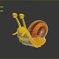 Cartoon Anthropomorphic Snail Character With Big Eyes Yellow Body And Red Spiral Shell