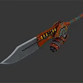Futuristic Red Mechanical Sword Design With Sci Fi Elements And Metallic Blade 3d model