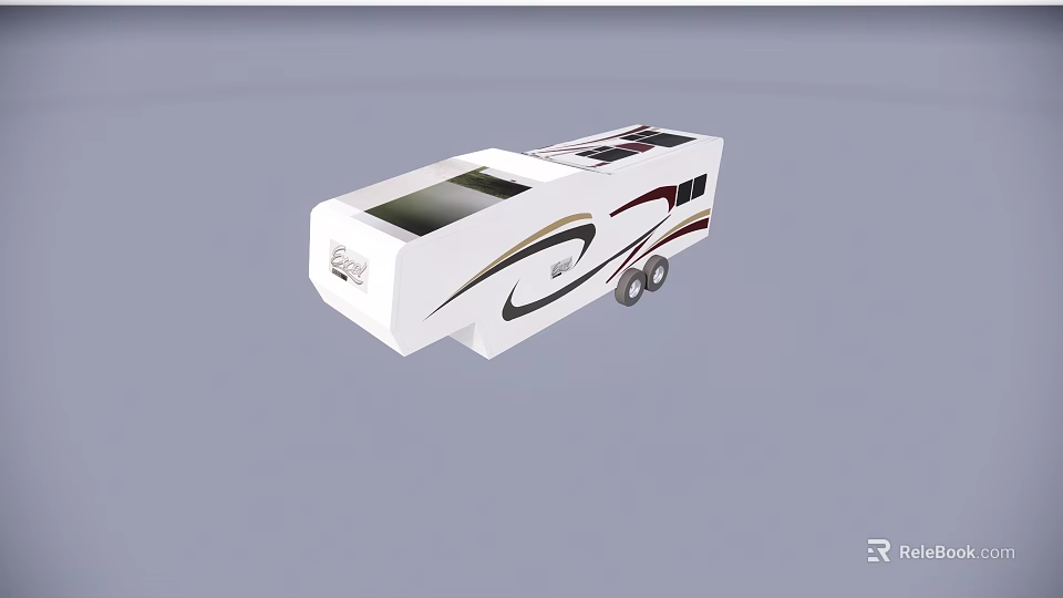 Reception Desk In White Camper Van With Black Red Stripes And Windows 3d model 