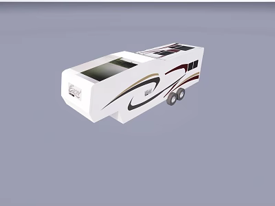 Reception Desk In White Camper Van With Black Red Stripes And Windows 3d model