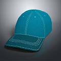 Teal Baseball Hat With White Stitching And Curved Brim On Gray Background