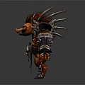 Boar Warrior Character With Spiked Armor Giant Weapon And Skull Decoration