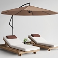 Modern Outdoor Lounger Outdoor Chair Beach Lounger Sunshade 3d model