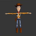 3D Cowboy Character Model Wearing Brown Hat Plaid Shirt Blue Jeans And Brown Boots