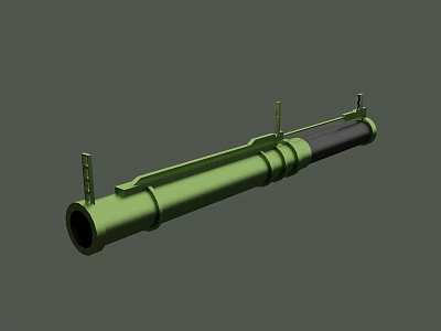 Military Green Weapon Barrel With Tubular Structure And Mounting Brackets 3d model