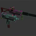 Modern Submachine Guns With Tactical Scope And Suppressor On Gray Background