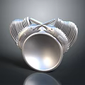 Ornate Silver Bowl With Symmetrical Fish Wing Like Side Fins Design