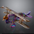 Vibrant Space Themed Biplane With Colorful Intricate Patterns And Structural Details