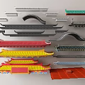 Traditional Chinese Architectural Components Featuring Colorful Roofs And Various Eaves Designs