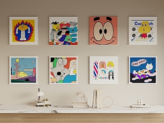 Cartoon Hanging Paintings 3d model