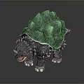 Fantasy Character Design Of Mythical Turtle With Green Rocky Shell Spikes Red Eyes Open Mouth