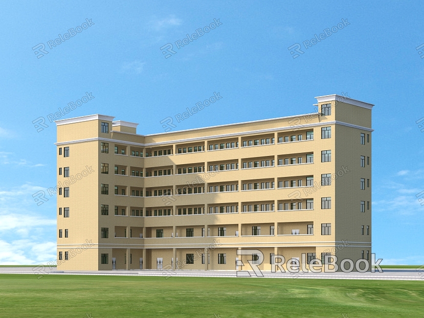 Modern Dormitory Building, Factory Area, Dormitory Garden, Architectural Appearance Perspective, Aerial View model