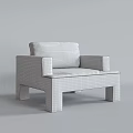 Modern Brown Leather Leisure Chair With Square Arms And Square Legs