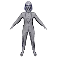 Woman in Black Suit and White Shirt Standing With Arms Outstretched