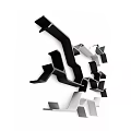 Modern Geometric Bookshelf With Abstract Black And White Irregular Shelves Design