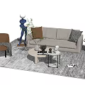 Quiet Sofa Tea Table Combination Sofa Coffee Table 3d model
