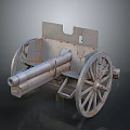 Antique Cannon With Large Wooden Wheels And Metal Barrel On Carriage