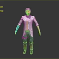 Futuristic Male Character Wearing Detailed White And Blue Outfit With Yellow Accents And Arm Guards