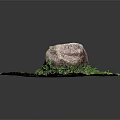 Round Green Grass Circle With Large Rock And Bare Soil Patch