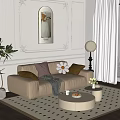 French Cream Style Sofa Coffee Table Combination Cream Sofa Coffee Table Combination 3d model