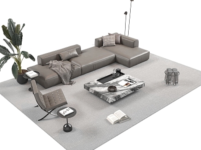 Modern sofa coffee table combination model