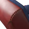 Modern Blue Lounge Chair With Red Trim And Brown Diamond Patterned Pillow On Wooden Base