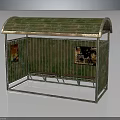 Bus Stop Structure With Curved Roof Vertical Slats Posters And Bench