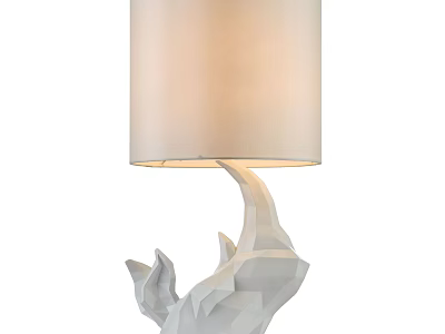 Modern Artistic Table Lamp With Cream Fabric Shade And Abstract White Sculptural Base 3d model