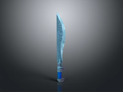 Blue Ice Themed Knife With Crystal Textured Blade And Blue Handle 3d model