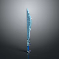 Blue Ice Themed Knife With Crystal Textured Blade And Blue Handle