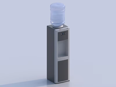 Standing Water Dispenser With Transparent Bottle Gray Silver Body And Control Panel For Daily Use 3d model