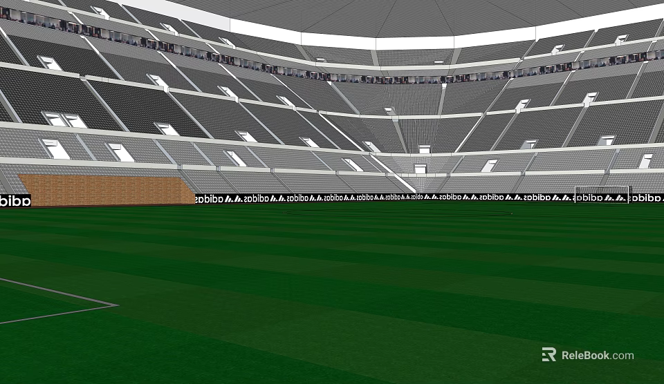 Modern Sports Stadium With Green Turf Field And Tiered Spectator Seats For Fitness Activities 3d model 