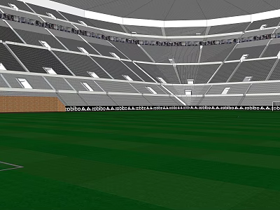 Modern Sports Stadium With Green Turf Field And Tiered Spectator Seats For Fitness Activities 3d model