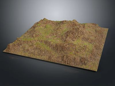 Detailed 3D Terrain Model of Mountain Landscape With Green Vegetation and Brown Rocky Texture 3d model