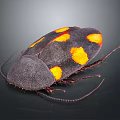 Dark Bodied Beetle With Orange Spots And Long Antennae On Dark Background 3d model